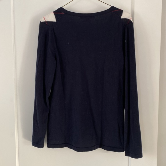 TOMMY HILFIGER cotton navy blend argyle v-neck sweater long sleeve  M - Picture 4 of 4